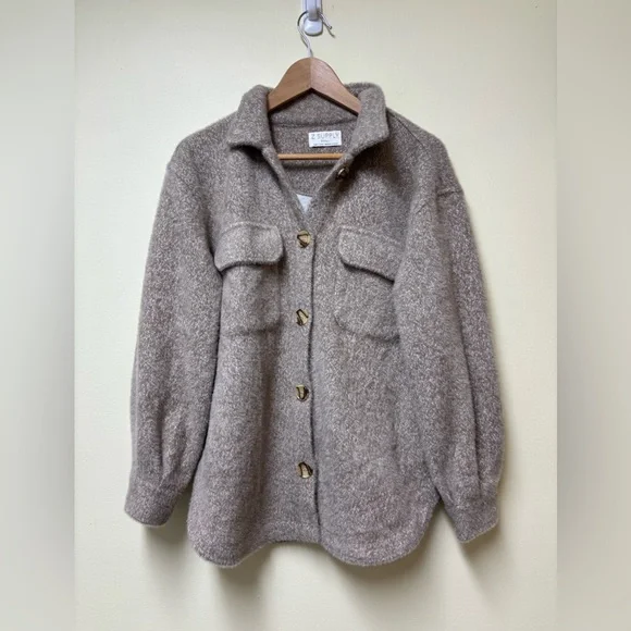 Z Supply Heather Latte Oversized Tucker Jacket - Small - Picture 9 of 16